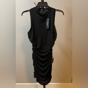 Lulus black rusched dress Sz M